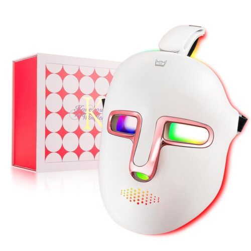 Liarty Wireless LED-Lichttherapiemaske, 7 Farben Gesichts- und Halsbehandlung Licht, Schönheitsvorrichtung zur Verjüngung, Anti-Aging, Falten, Flecken (Verbesserung der Nase und Mund)