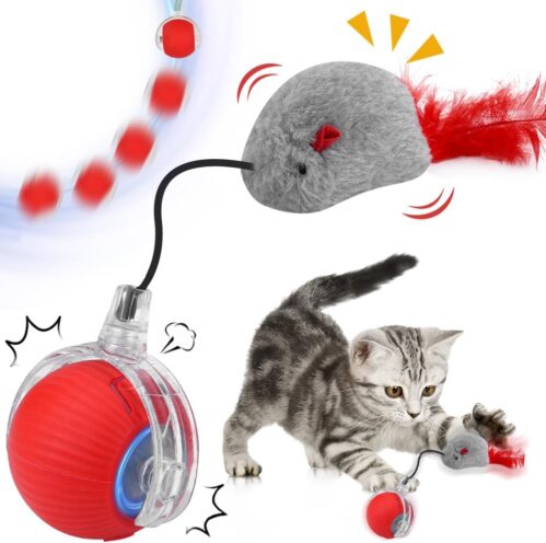 Electric Cat Toy, interaktives Katzenspielzeug, 360 ° Automatischer Hundeball, Elektromatelkugel mit LED -Licht, drei funktionierende Modi, magischer Ball für Hunde und Katzen aller Größen und Altersgruppen
