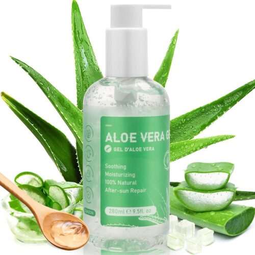 Aloe Vera Gel 100% rein – 280 ml für Gesichtskörperhaare, natürliche beruhigende nahrhafte Feuchtigkeitscreme für trockene und gestresste Haut, Sonnenbrand nach Sonnenlotion