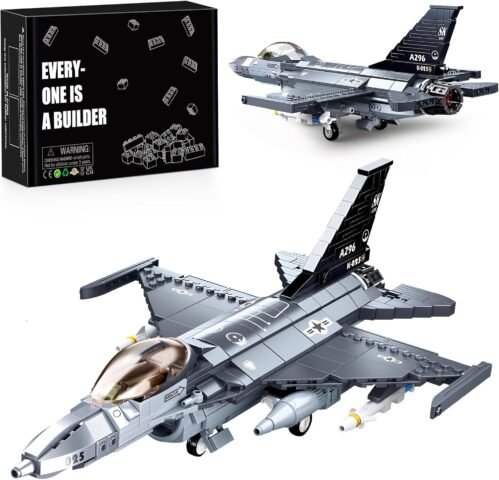 High Godo Aircraft F-16C Fighter Jet Building Blocks Set, Eurofighter Model Scale 1:44 521 Teile WW2 Deutsche Armee Jet Klemmblöcke, Geburtstag von 6 Jahren Jungen oder Erwachsene