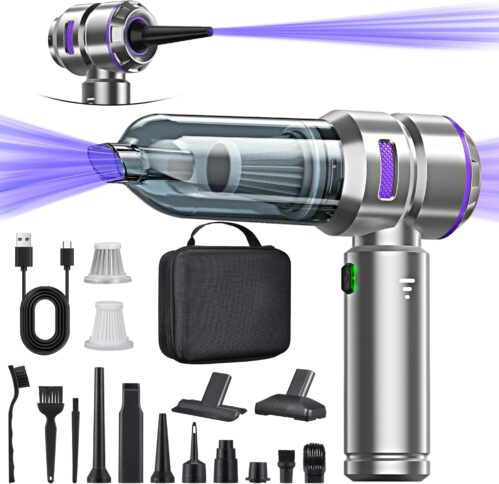 3-in-1-Handheld-Staubsaugerbatterie, Automangsreiniger stark, 18000pa Handheld-Staubsauger drahtlos, 3-Gang 200.000 U / min Elektrisch Staubgebläse Druckluftspray für Auto, Küche, PC, Sofa, Sofa,