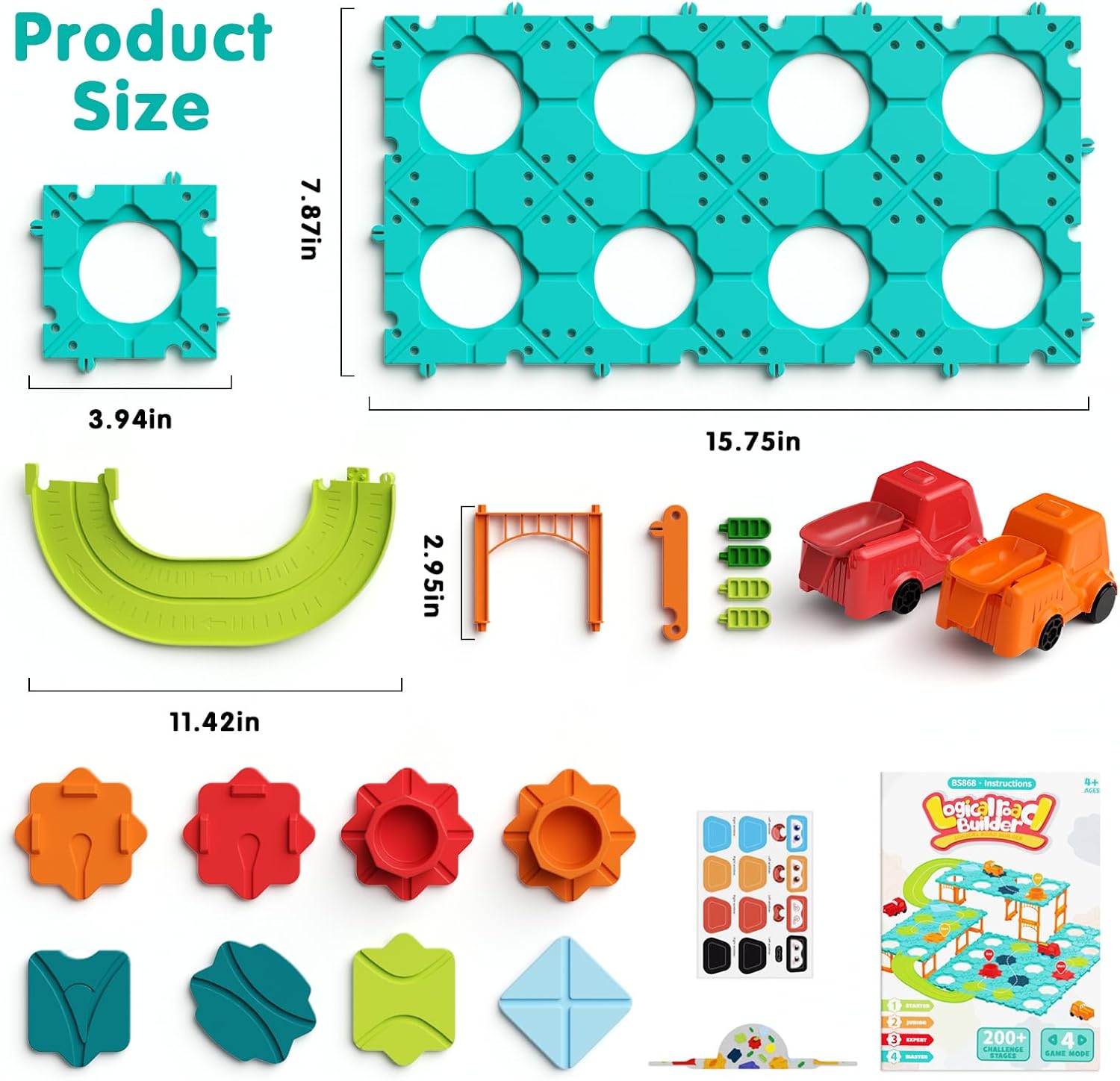 STEM -Brettspiele, Kinderspielzeug, logischer Straßenbauer, Straßenset mit drei Levels für Kinder, Montessori Logic Puzzle Set mit elektrischem Trolley, Kinderspielzeuggeschenk von 6 7 8 9 Jahre – Bild 6
