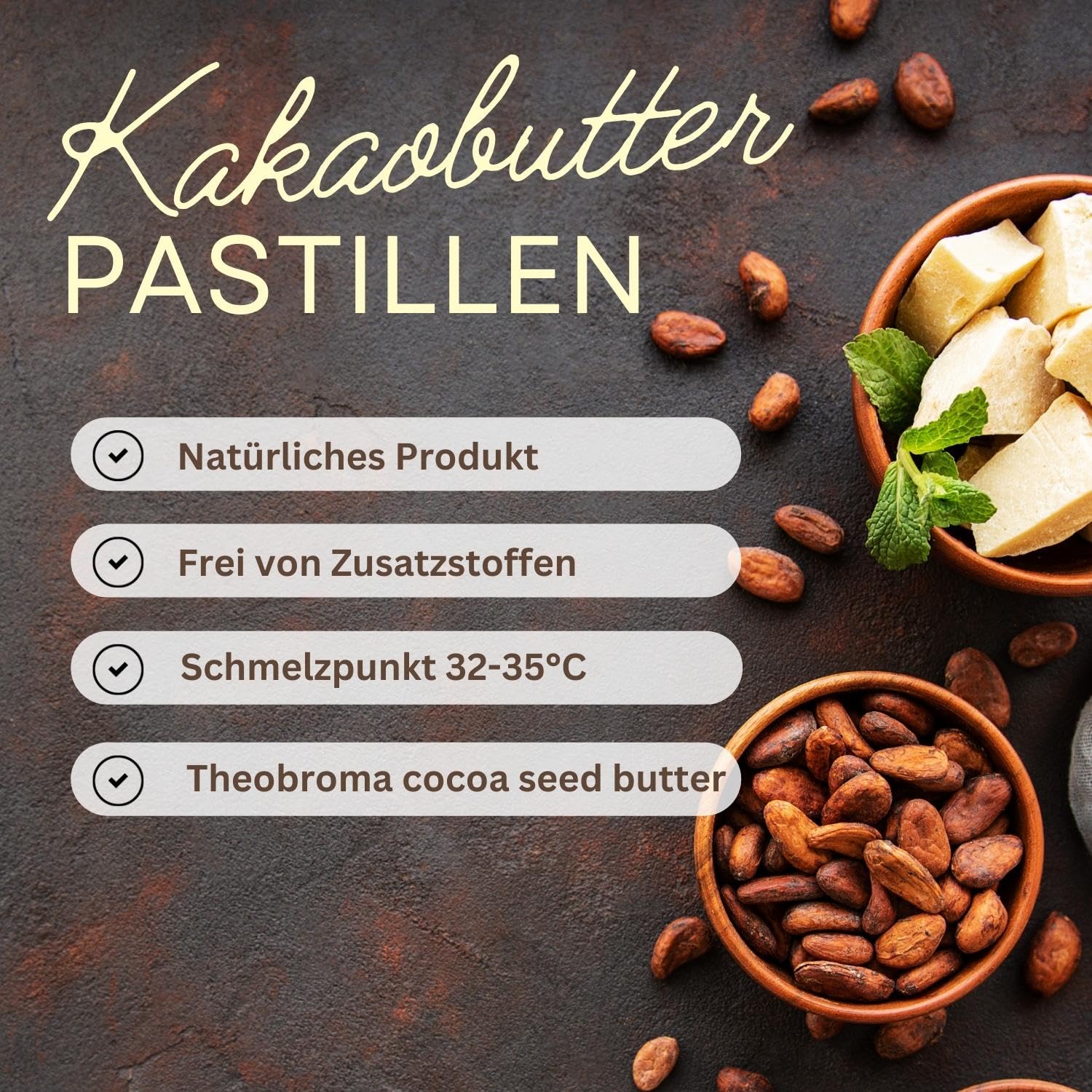 Waldkakaobutter | Pastillen | 100 g | Perfekt für Kosmetika | Natürlich vegan und rein | Theobroma Kakaobutter Butter | Lebensmittelqualität – Bild 2