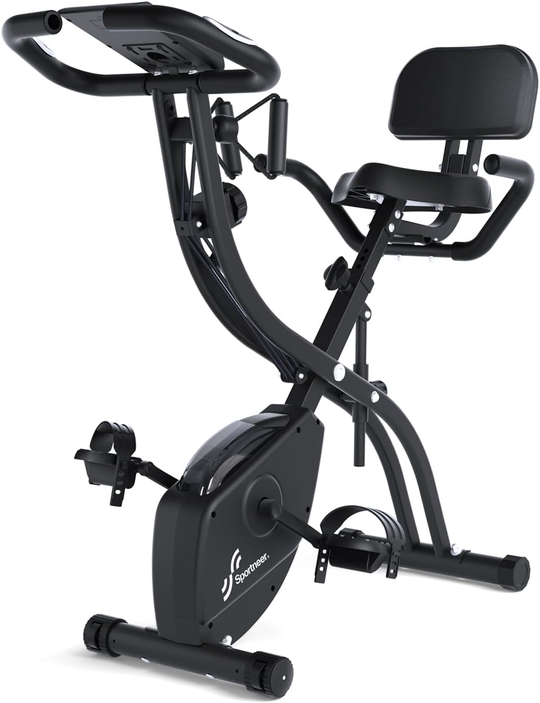 Sportneer Foldable Training Bike, 4-in-1-Ergometer, Innenreinrad mit 16 Widerstandsniveaus, mit LCD-Anzeige und Handimpulssensoren faltbar, für Anfänger und Fachkräfte faltbar