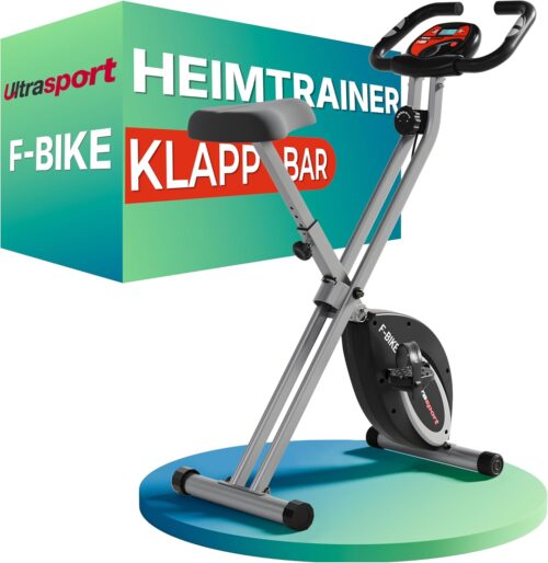 Ultrasport Folding -Trainingfahrrad, Heimtrainer, Fahrrad, extra ruhig bis zu 130 kg mit Komfortsattel, Ergometer, Trainingsrad, Fitnessrad, Innenrad, Trimmrad