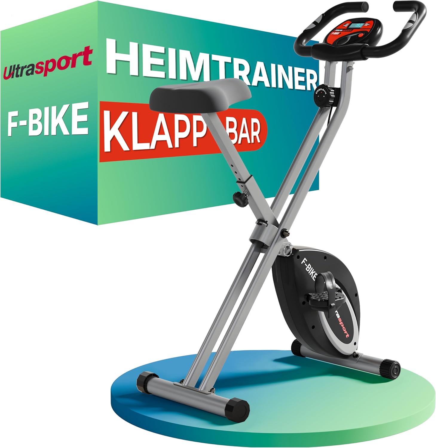 Ultrasport Folding -Trainingfahrrad, Heimtrainer, Fahrrad, extra ruhig bis zu 130 kg mit Komfortsattel, Ergometer, Trainingsrad, Fitnessrad, Innenrad, Trimmrad