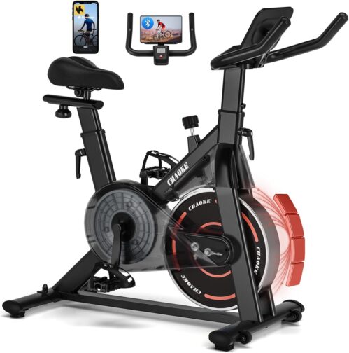 Chaoke Heimatrainer Fahrrad MIT App, 2025 Leiser Hometrainer MIT Magnetwiderstand, Verstellbarem Sitz und Griff, LCD-Engometer, Stationäres Fitnessbike MIT Großem Tablet-Halter, Bis 150 kg