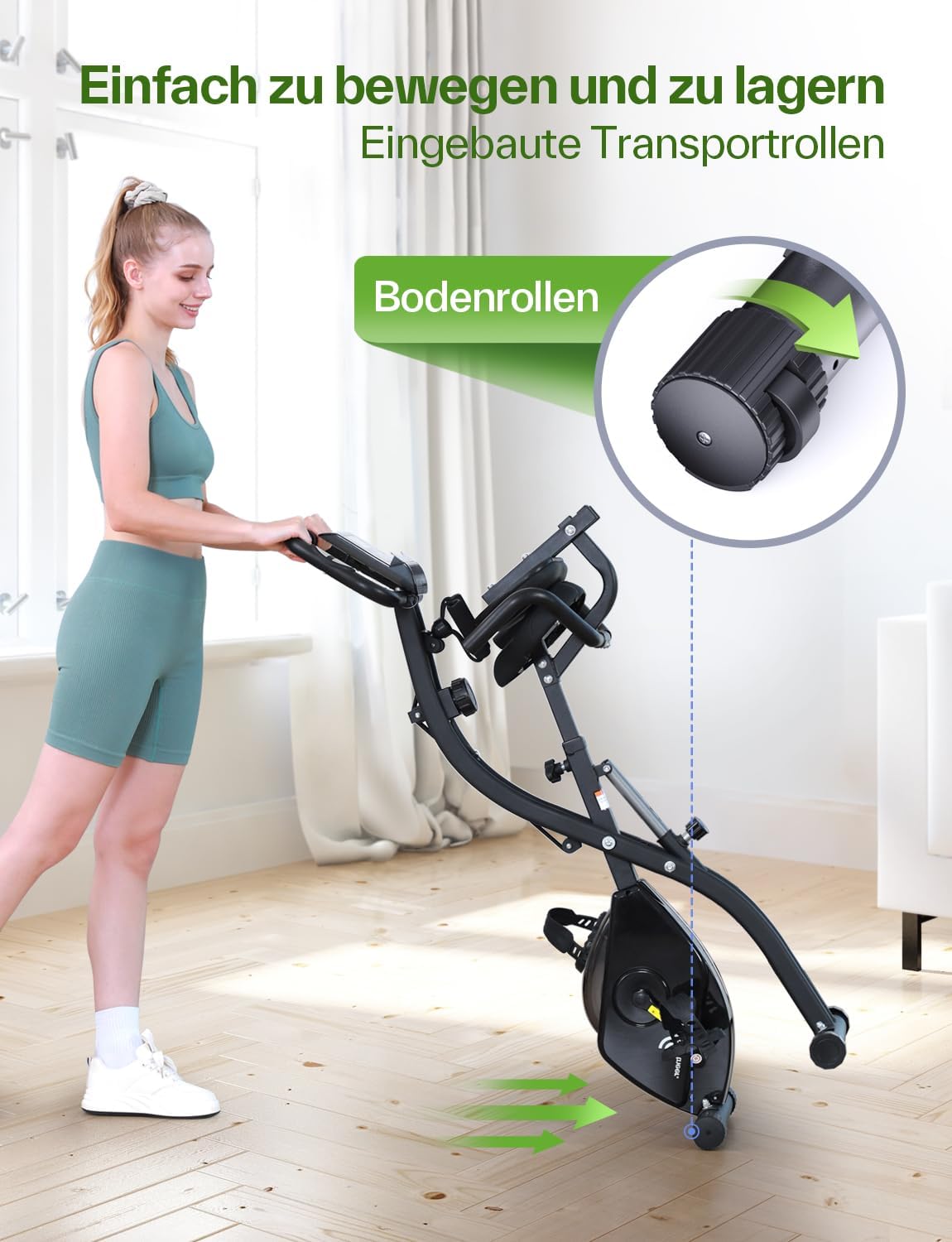 Sportneer Foldable Training Bike, 4-in-1-Ergometer, Innenreinrad mit 16 Widerstandsniveaus, mit LCD-Anzeige und Handimpulssensoren faltbar, für Anfänger und Fachkräfte faltbar – Bild 3