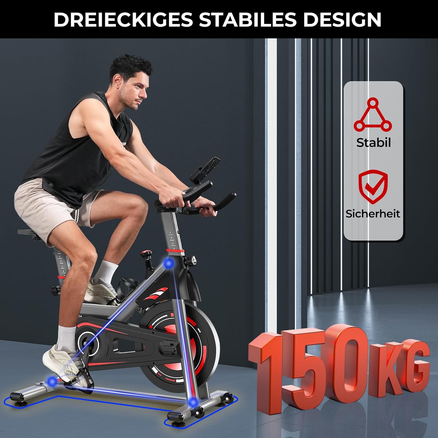 Micyox-Ergometer-Übungsbike Th-X3-Fitnessräder mit Magnetwiderstand, Innenkardio-Training, LCD-Monitor mit iPad-Inhaber, Heimtrainer, 150 kg Ladungskapazität – Bild 5