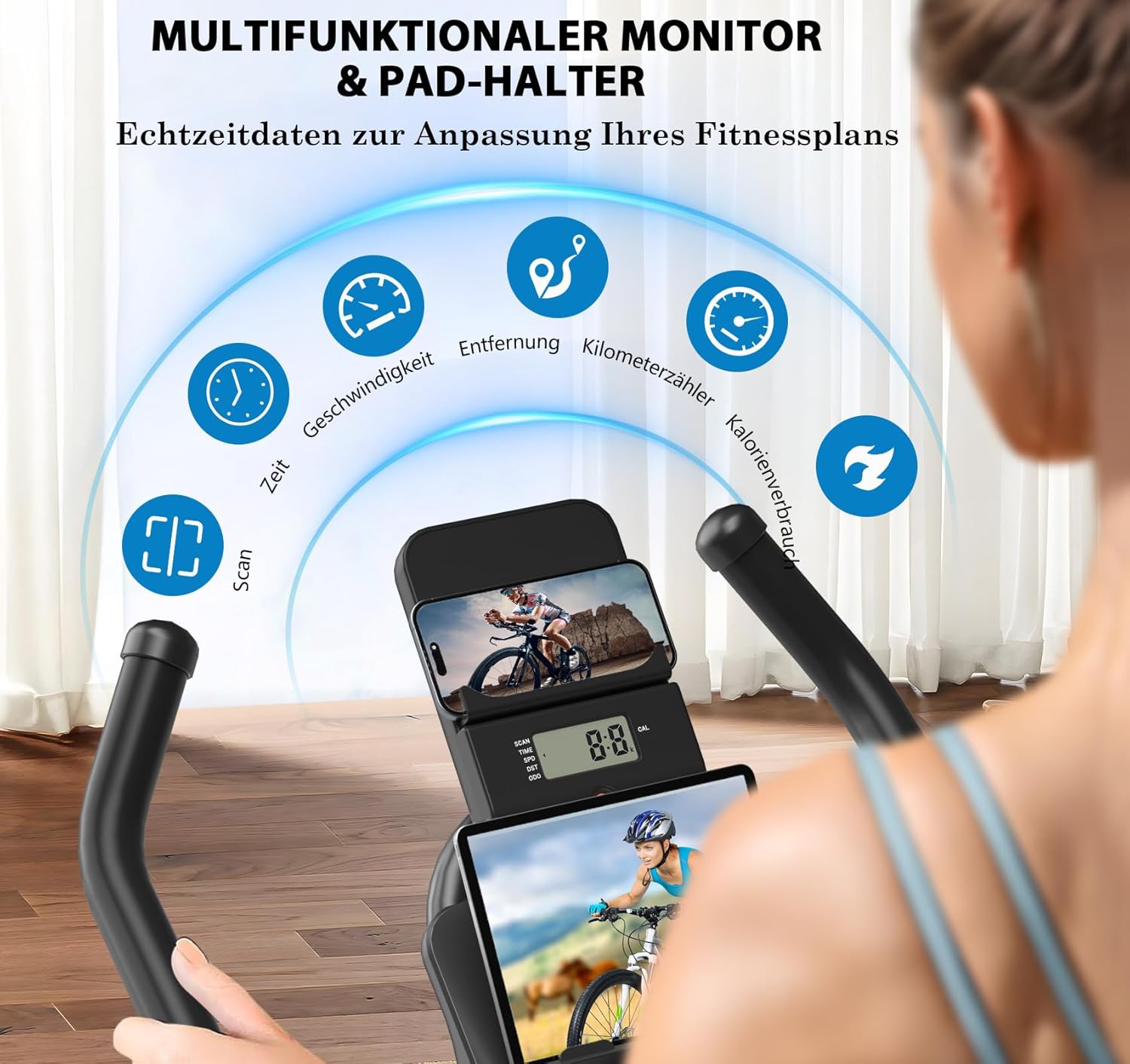 Slunse Quiet Home Trainer Ergometer mit App -Verbesserung des LCD -Monitors, Innenbike mit einstellbarem Widerstand und Fitnessbike bis zu 180 kg für Cardio -Training zu Hause – Bild 3