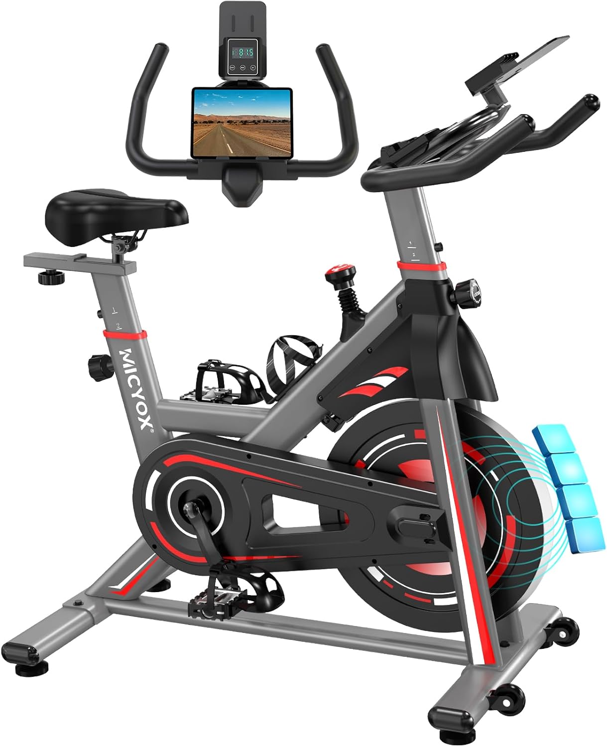 Micyox-Ergometer-Übungsbike Th-X3-Fitnessräder mit Magnetwiderstand, Innenkardio-Training, LCD-Monitor mit iPad-Inhaber, Heimtrainer, 150 kg Ladungskapazität